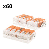 Lot de 60 bornes de raccordement S221 Compact - 2/3/5 conducteurs avec leviers 4mm² - orange - Wago