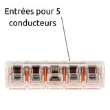 Lot de 5/10/20 bornes de raccordement S221 - 2/5 conducteurs leviers 4mm² - Wago