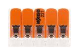 Lot de 10 bornes de raccordement S221 Compact - Connexion rapide - 5 conducteurs avec leviers 4mm² - orange - Wago