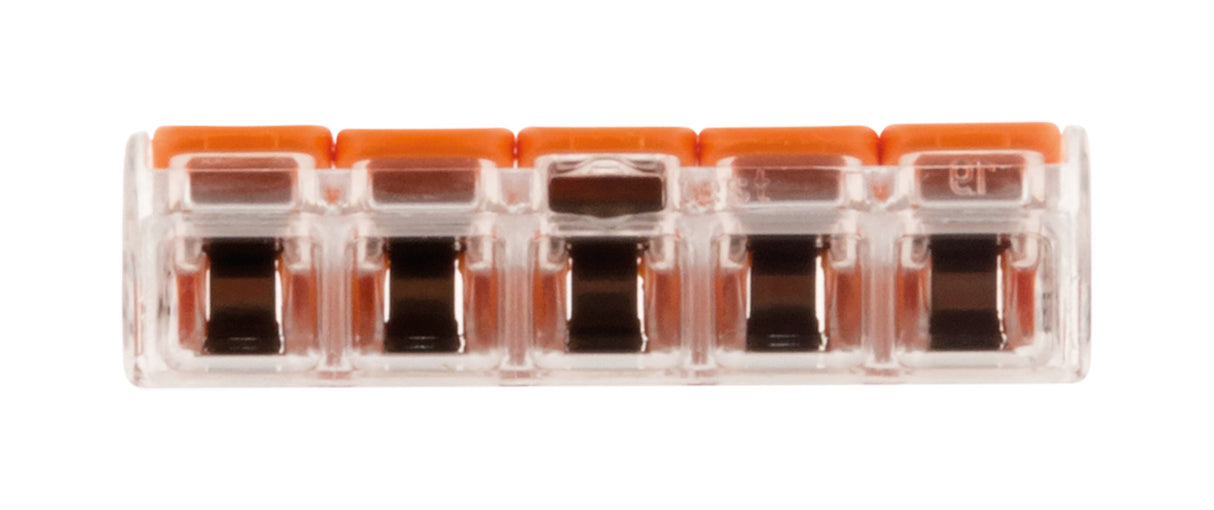 Lot de 10 bornes de raccordement S221 Compact - Connexion rapide - 5 conducteurs avec leviers 4mm² - orange - Wago