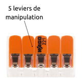 Lot de 3/5 bornes de raccordement S221 - 2/3/5 conducteurs leviers 6mm² - Wago