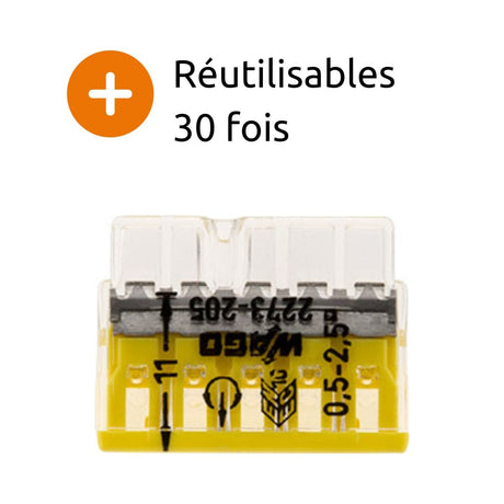 Mini borne S2273 avec 2/3/5/8 entrées et conducteurs 2,5mm² - Wago