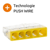 Lot de 50 bornes S2273 - Connexion rapide - 5 conducteurs - fils rigides 2.5mm² - jaune - Wago