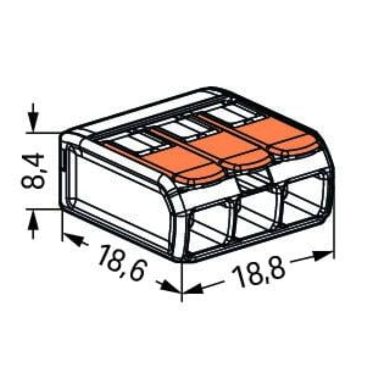 Borne de raccordement S221 - 2/3/5 conducteurs leviers 4mm² - Wago