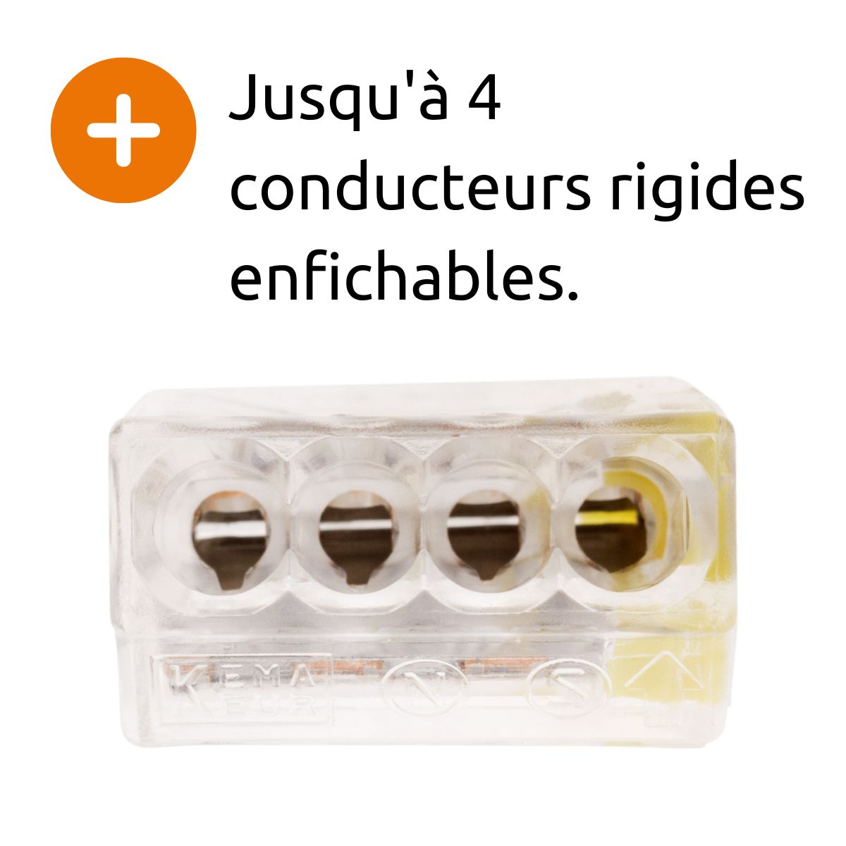 Lot de 10 bornes S2273 - Connexion rapide - 4 conducteurs - fils rigides 2.5mm² - jaune - Wago