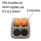 Bornes automatiques à cliquet S222 - fils rigides et souples 4mm² - Wago