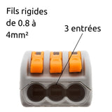 Bornes automatiques à cliquet S222 - fils rigides et souples 4mm² - Wago