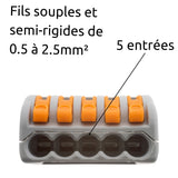 Bornes automatiques à cliquet S222 - fils rigides et souples 4mm² - Wago