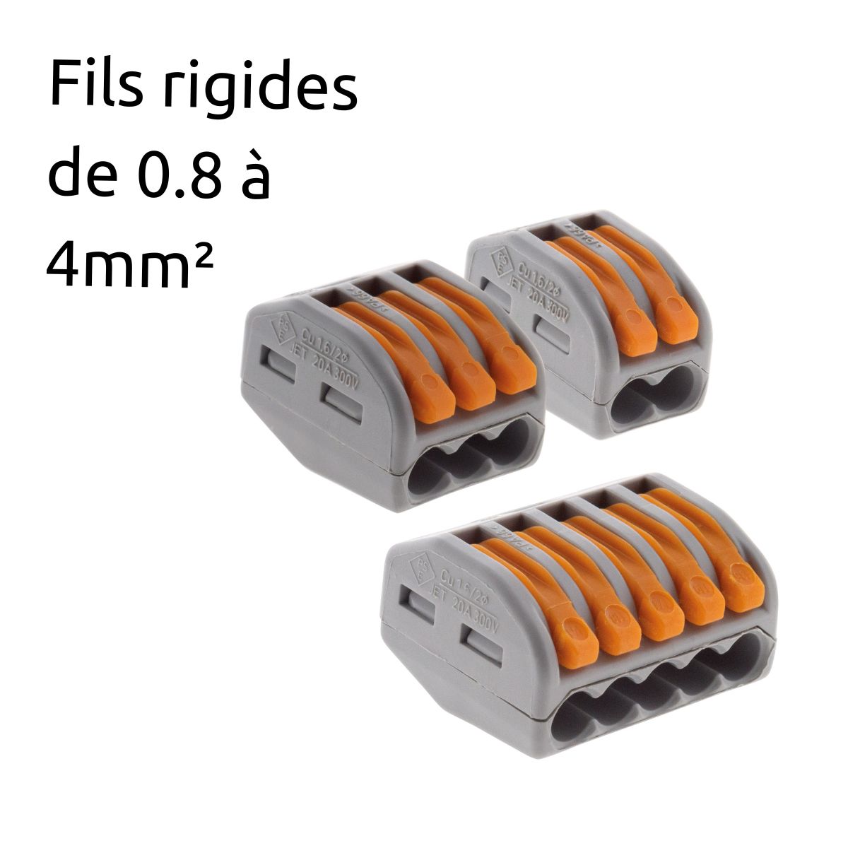 Lot de 30/50 bornes automatiques à cliquet S222 - 2/3/5 entrées - 4mm² - Wago