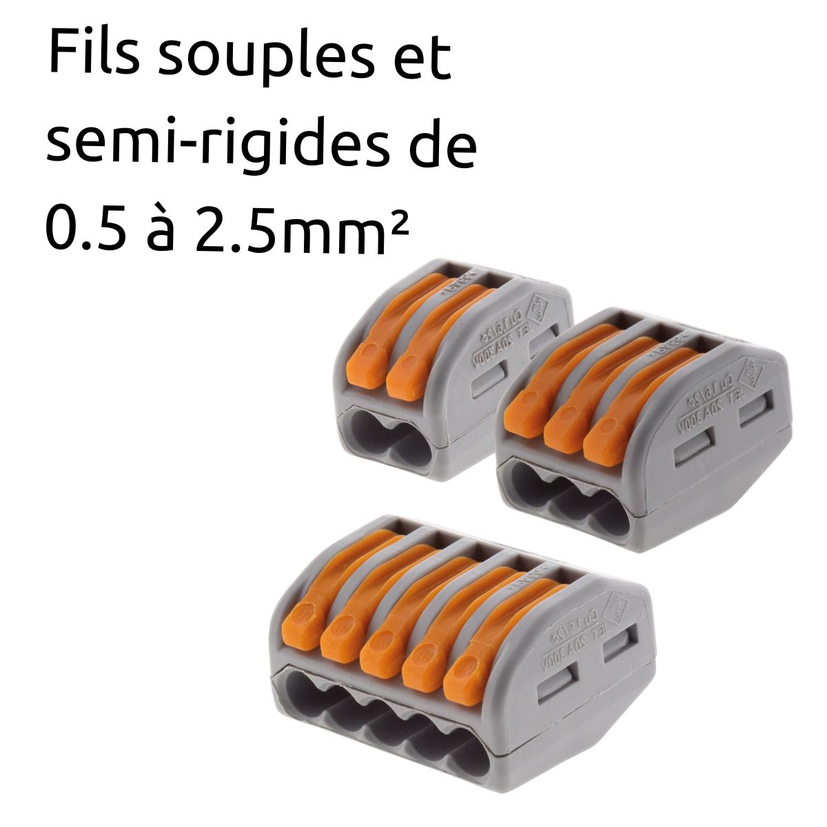 Lot de 30/50 bornes automatiques à cliquet S222 - 2/3/5 entrées - 4mm² - Wago