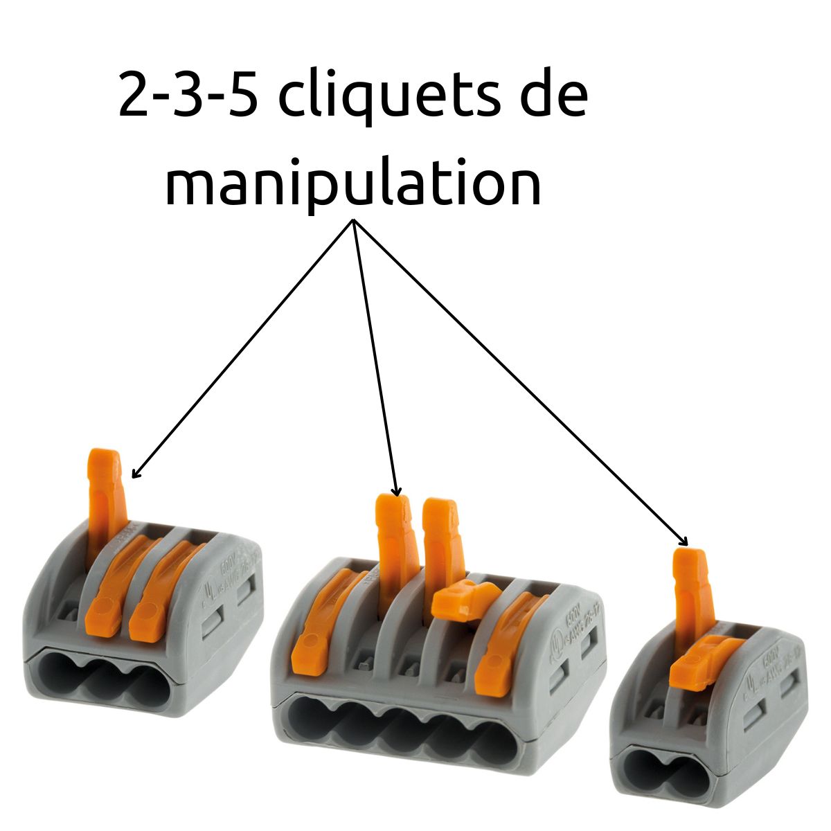 Lot de 30/50 bornes automatiques à cliquet S222 - 2/3/5 entrées - 4mm² - Wago