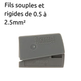 Lot de 6 bornes de service pour luminaires S224 - Conducteurs rigides 2.5mm² max - connecteurs rapides - gris - Wago