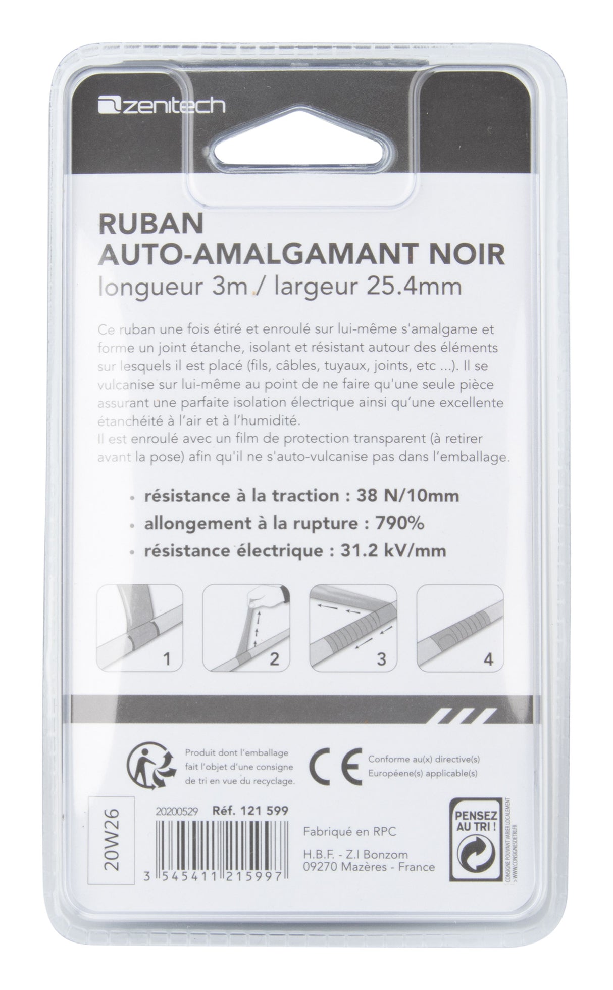 Ruban adhésif auto-amalgamant 3m - Noir - Zenitech