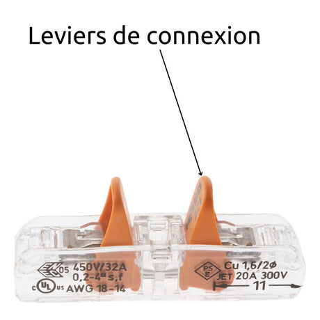 Lot de 10 bornes à levier S221 In Line - conducteurs souples et rigides 4mm² - Wago