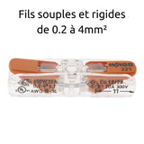 Lot de 10 bornes à levier S221 In Line - conducteurs souples et rigides 4mm² - Wago