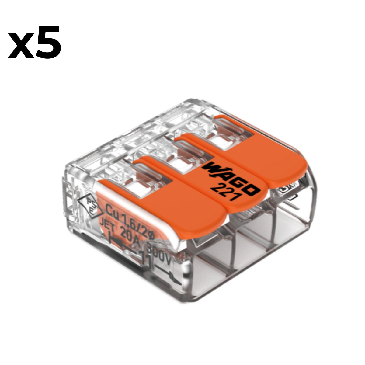 Sachet de 5/10 bornes 2/3/5 entrées 221 Wago