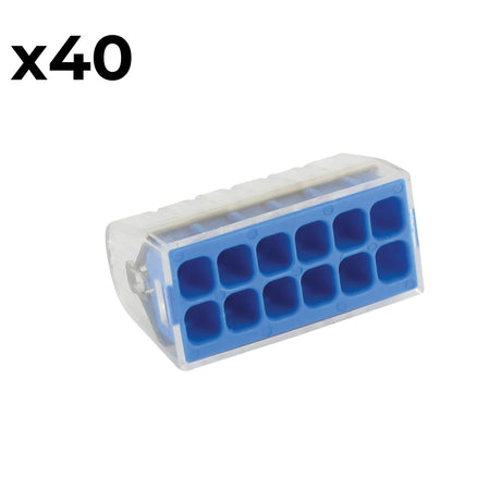 40 bornes de connexion 12E fils rigides + semi-rigides 0,2 à 2,5 mm² - mini Connex - Blm