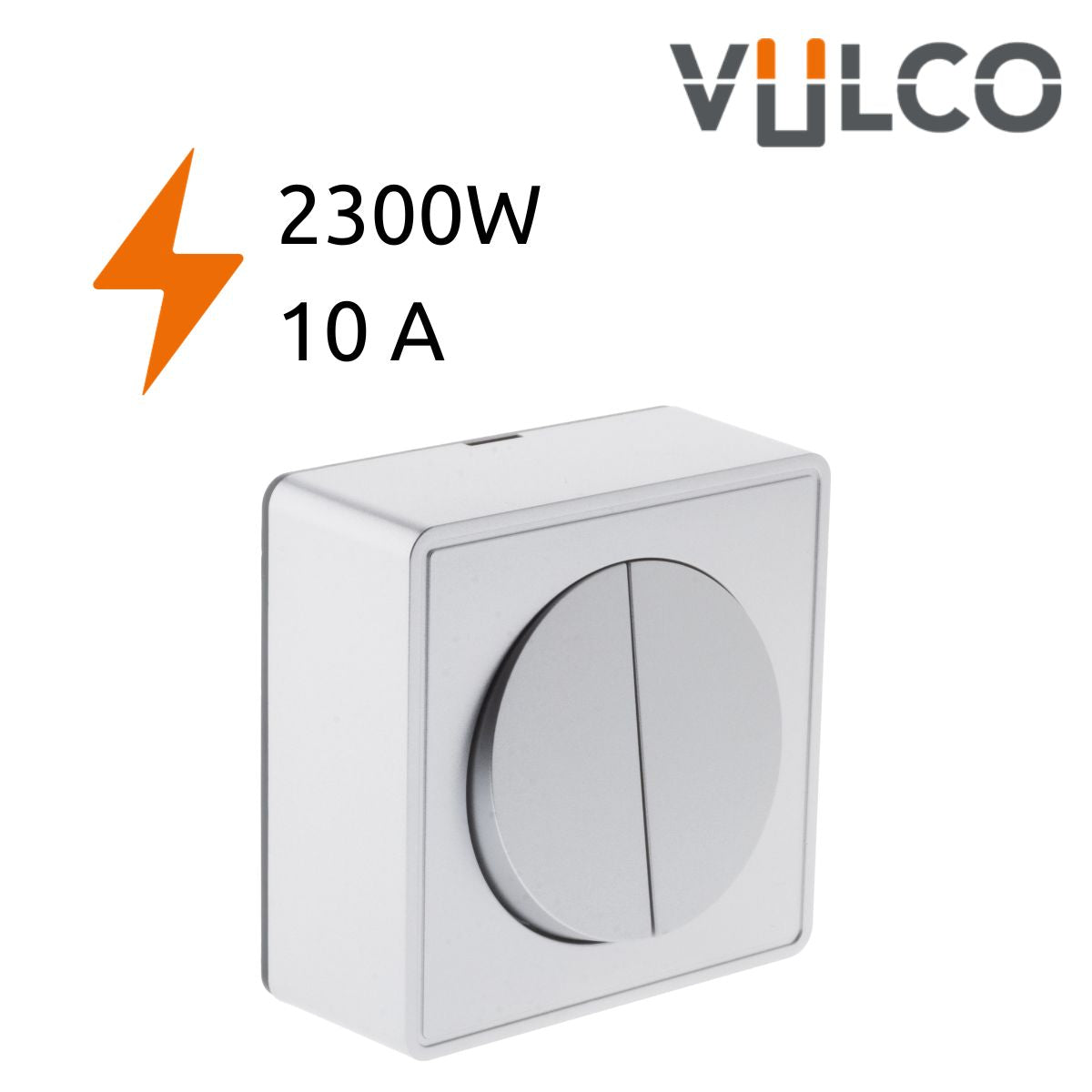 Interrupteur double complet va et vient 10A en saillie Silver - Vulco - Zenitech