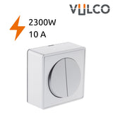 Interrupteur double complet va et vient 10A en saillie Silver - Vulco - Zenitech