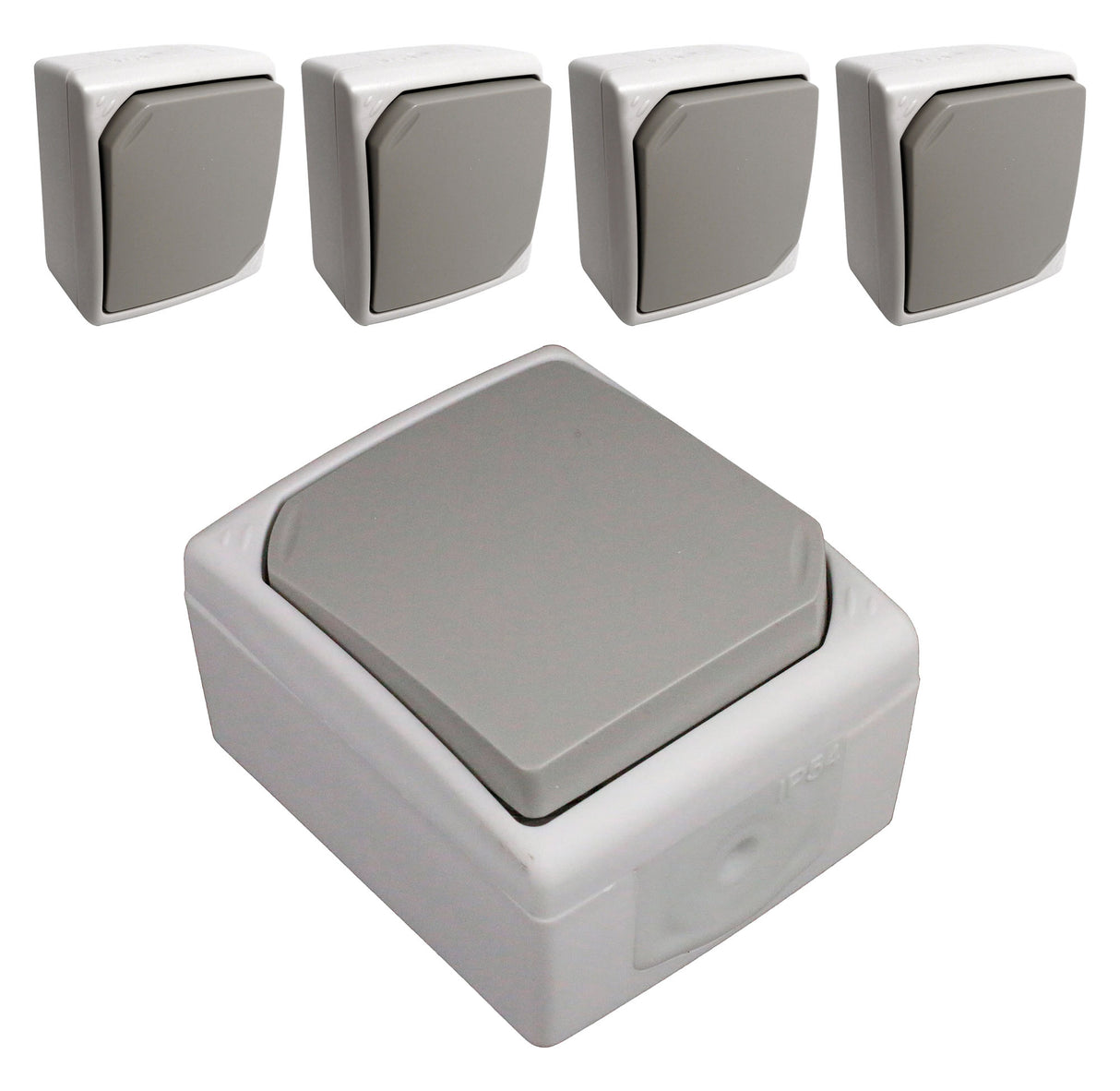 Lot de 5 boutons poussoirs Gris Clair - IP54 - Nano