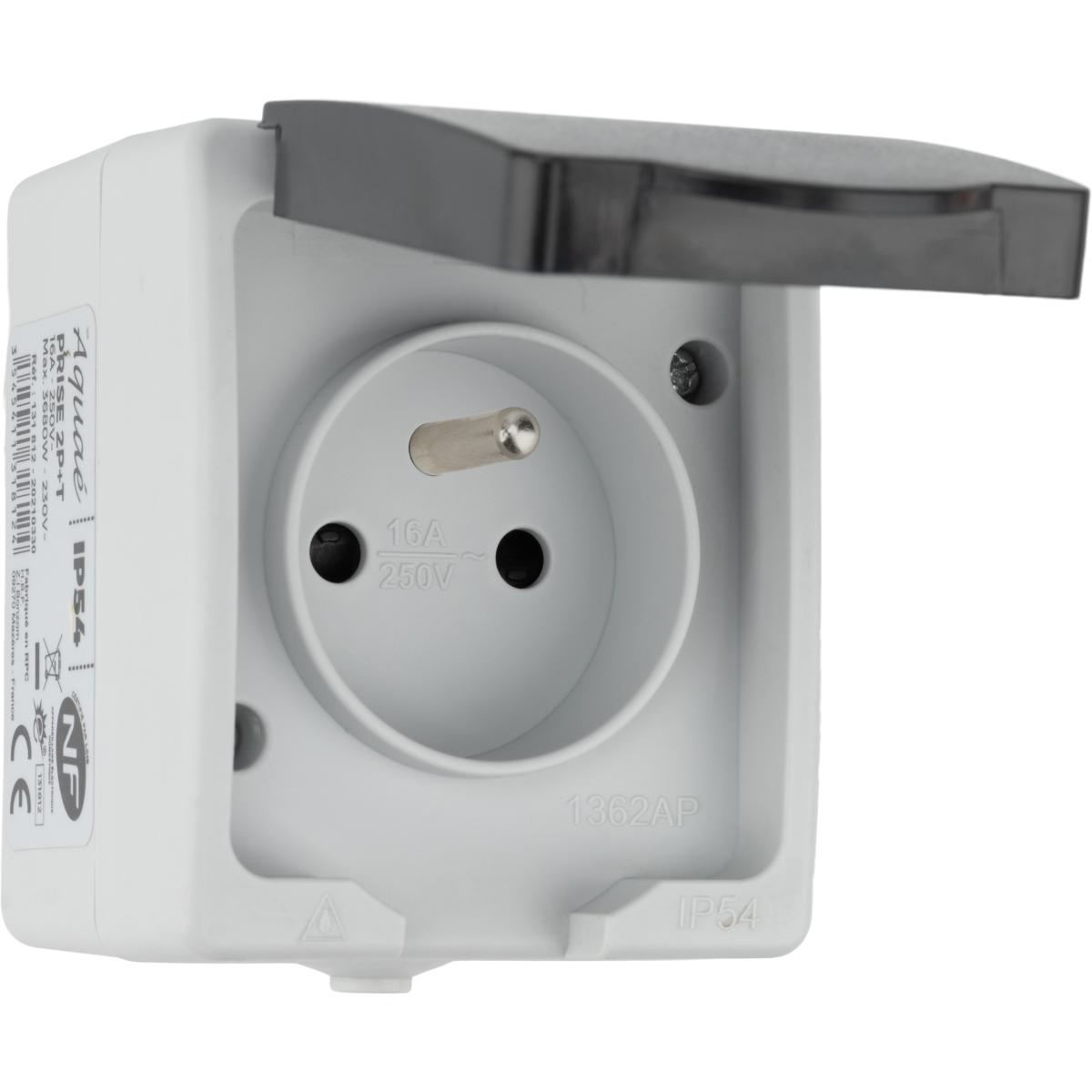 Prise en saillie 16A 2P+T IP54 Aquae - Zenitech