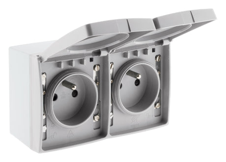 Double prise 16A 2P+T étanche IP55 - Gris - Orok - Zenitech