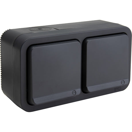 Prise 2P+T 16A simple ou double IP55 - bornes auto saillie - gamme Granite - Protec