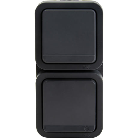 Prise type E IP55 - 2P+T 16A + va et vient - bornes auto - saillie - gamme Granite - Protec