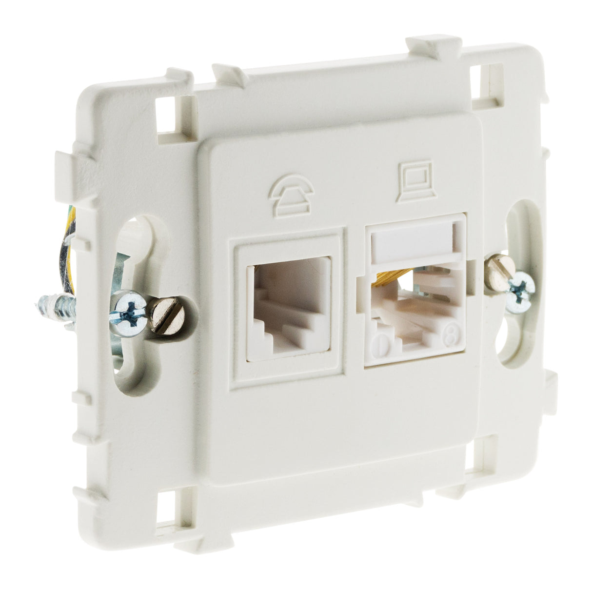 Prise RJ11 + RJ45 nu blanc - Clarys