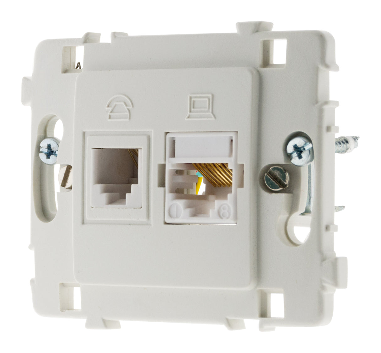 Prise RJ11 + RJ45 nu - blanc - Clarys - Zenitech