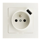 Prise 2P+T 16A encastrable + USB 2,1A - blanc - Zenitech