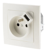 Prise 2P+T 16A encastrable + USB 2,1A - blanc - Zenitech