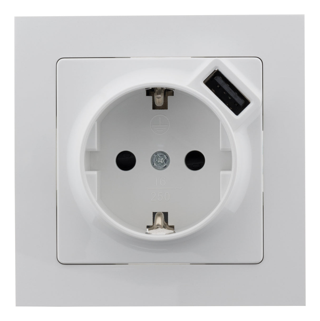 Prise encastrable Schuko 16A + USB - Kalya - Blanc - Zenitech