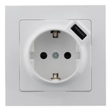 Prise encastrable Schuko 16A + USB - Kalya - Blanc - Zenitech