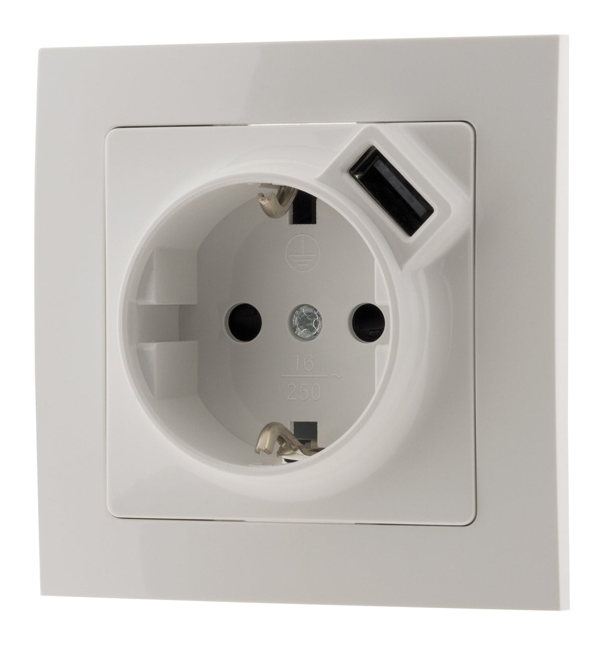 Prise encastrable Schuko 16A + USB - Kalya - Blanc - Zenitech