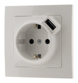 Prise encastrable Schuko 16A + USB - Kalya - Blanc - Zenitech