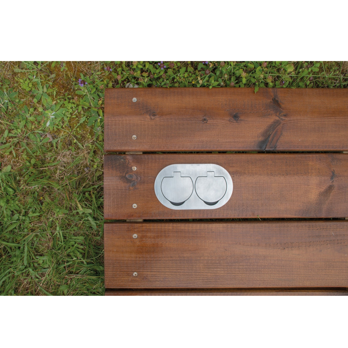 Prise de sol étanche ronde 16A - 2P+T IP55 - Métal Brossé - Protec