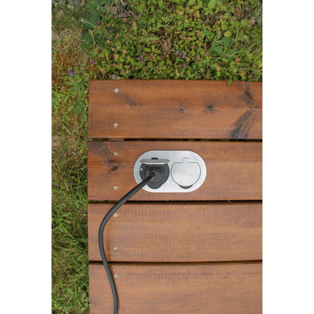 Prise de sol étanche ronde Initiale 16A - 2P+T IP55 - Métal Brossé - Protec
