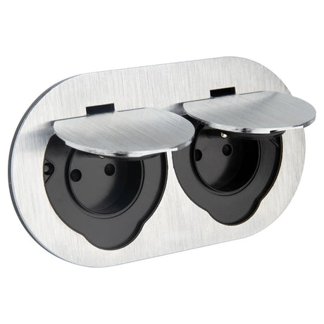 Prise de sol étanche ronde Initiale 16A - 2P+T IP55 - Métal Brossé - Protec