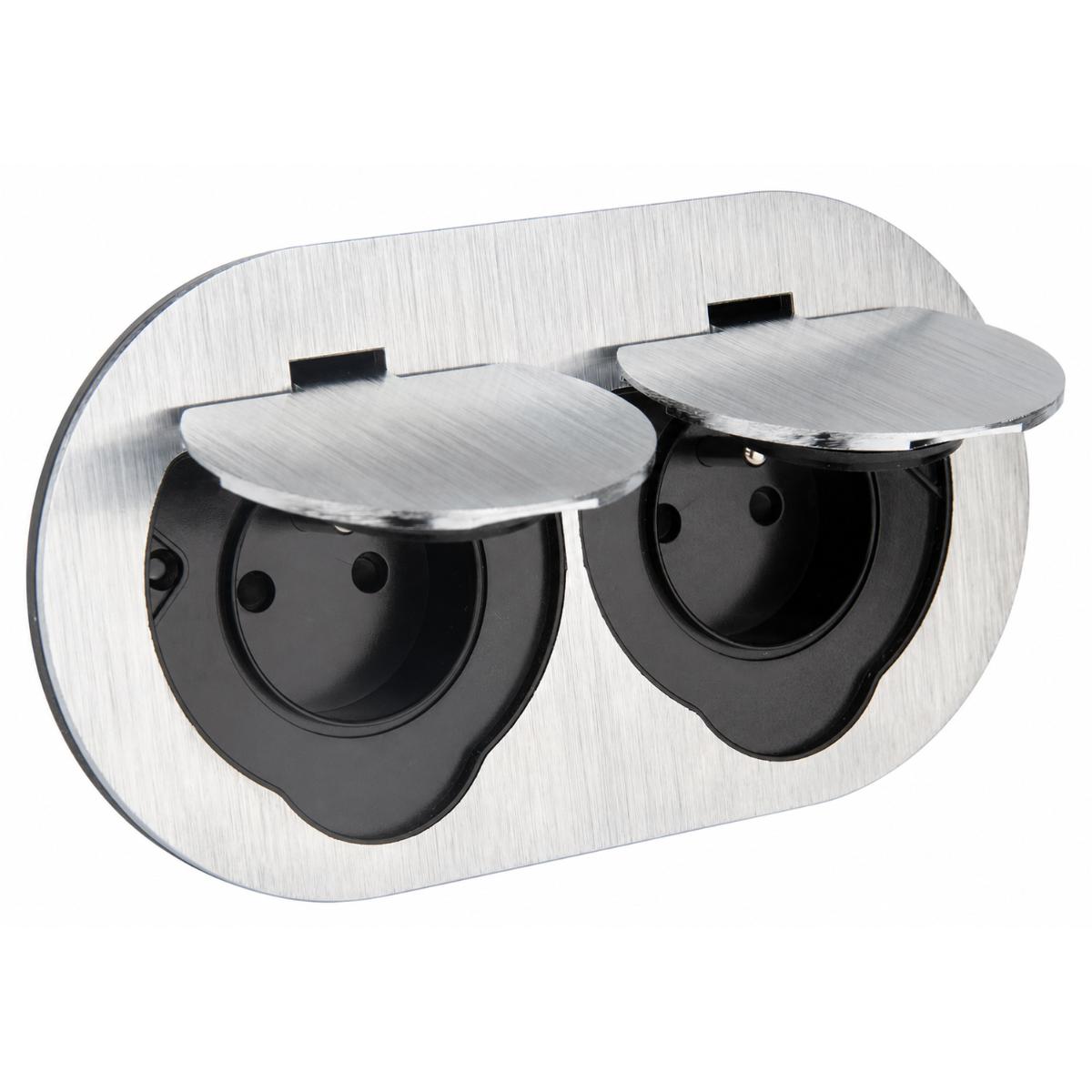 Prise de sol étanche ronde Initiale 16A - 2P+T IP55 - Métal Brossé - Protec