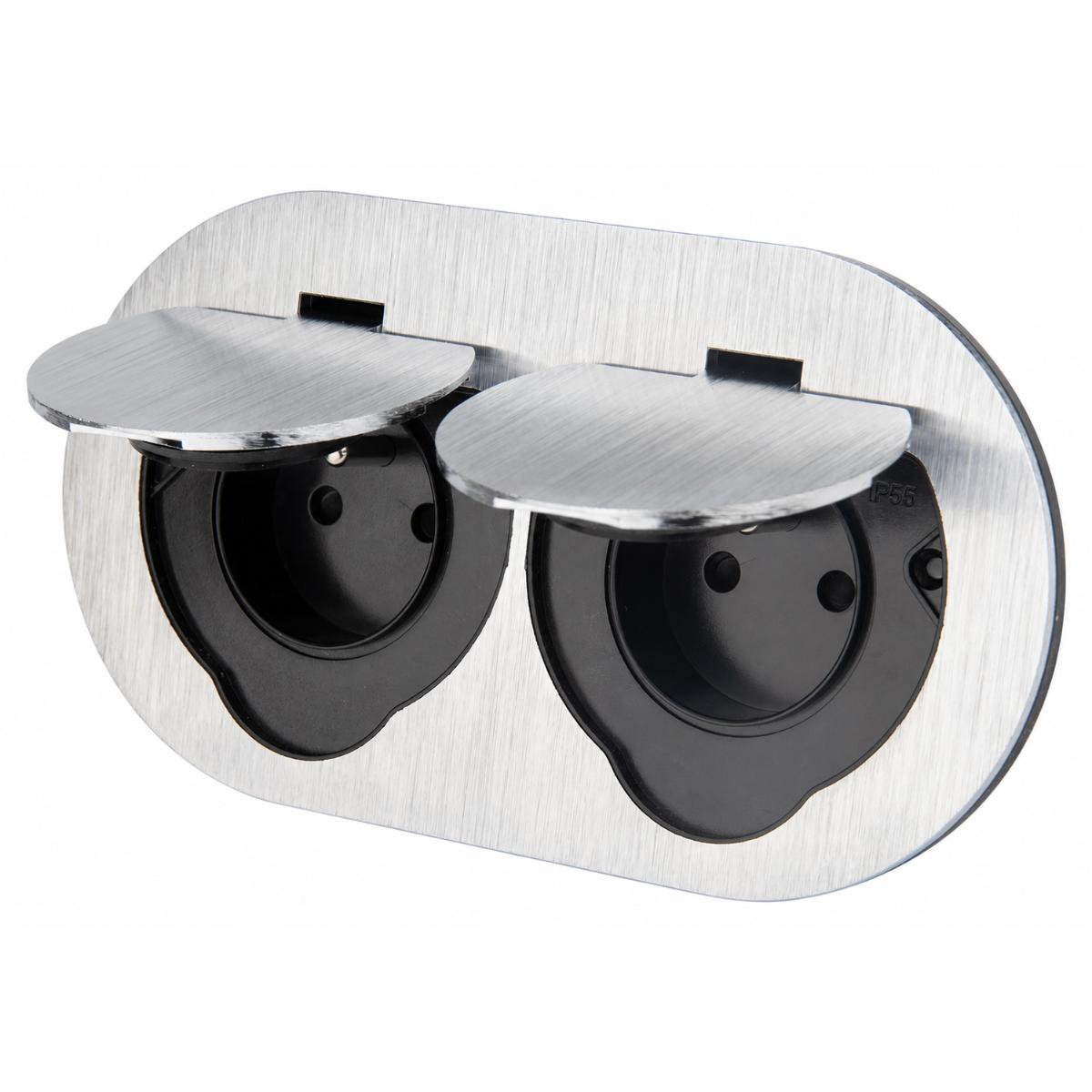Prise de sol étanche ronde Initiale 16A - 2P+T IP55 - Métal Brossé - Protec