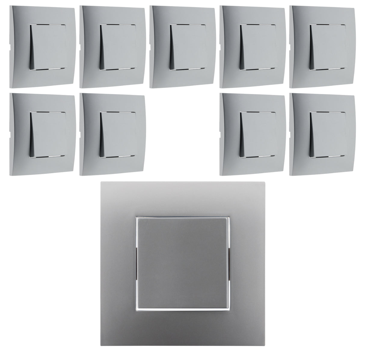 Lot de 10 poussoirs montés module large Silver - Simplea