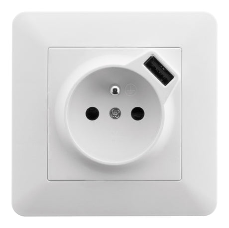 Prise 2P+T 16A équipée d'un port USB (2,4A) Blanc - Artezo