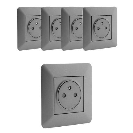 Prise Artezo affleurante 2P+T - titanium - Zenitech