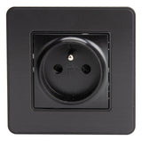 Prise 2P+T 16A simple complet - métal Noir brossé - Kouro - Zenitech