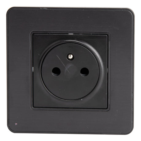 Prise 16A 2P+T Easy Eject en métal noir brossé - Kouro - Zenitech