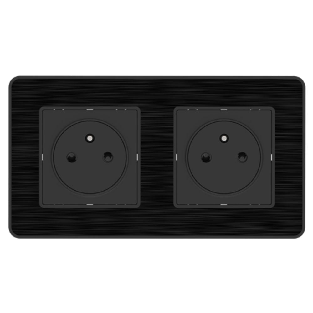 Prise 16A 2P+T Easy Eject en métal noir brossé - Kouro - Zenitech