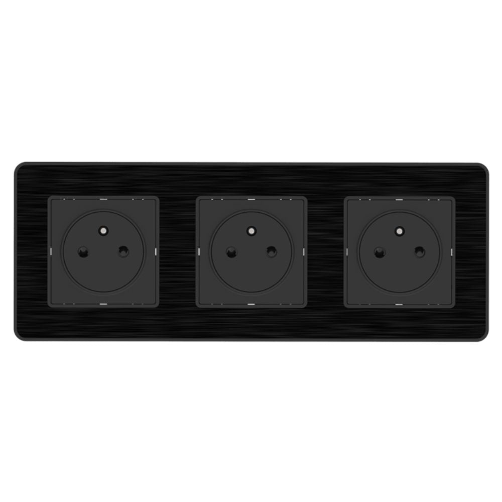 Prise 16A 2P+T Easy Eject en métal noir brossé - Kouro - Zenitech