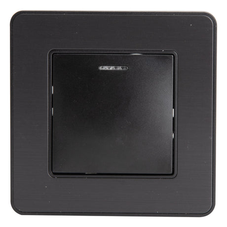 Interrupteur simple complet va et vient à voyant 10A - métal Noir brossé - Kouro - Zenitech