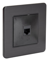 Prise réseau RJ45 complète - catégorie 6 - métal Noir brossé - Kouro - Zenitech
